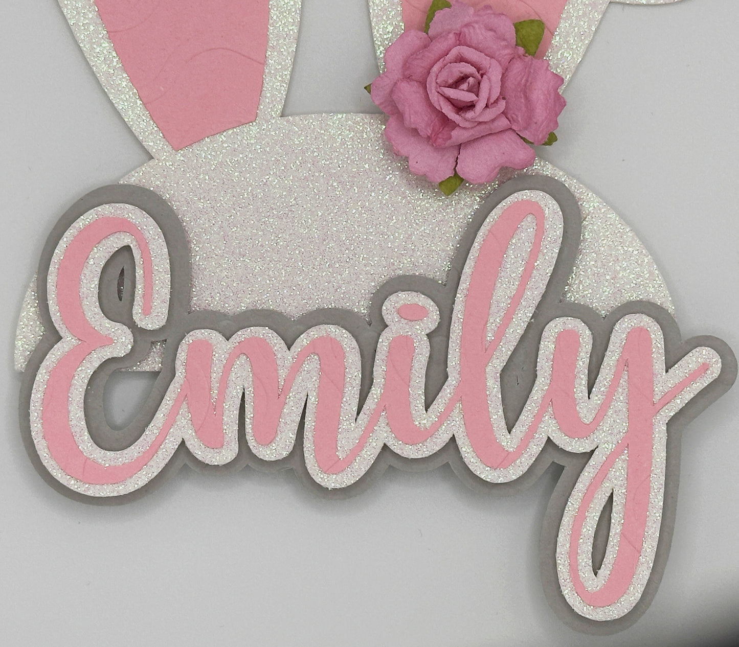 Any Name Easter Bunny Ears Custom 3D Cake Topper, Pink