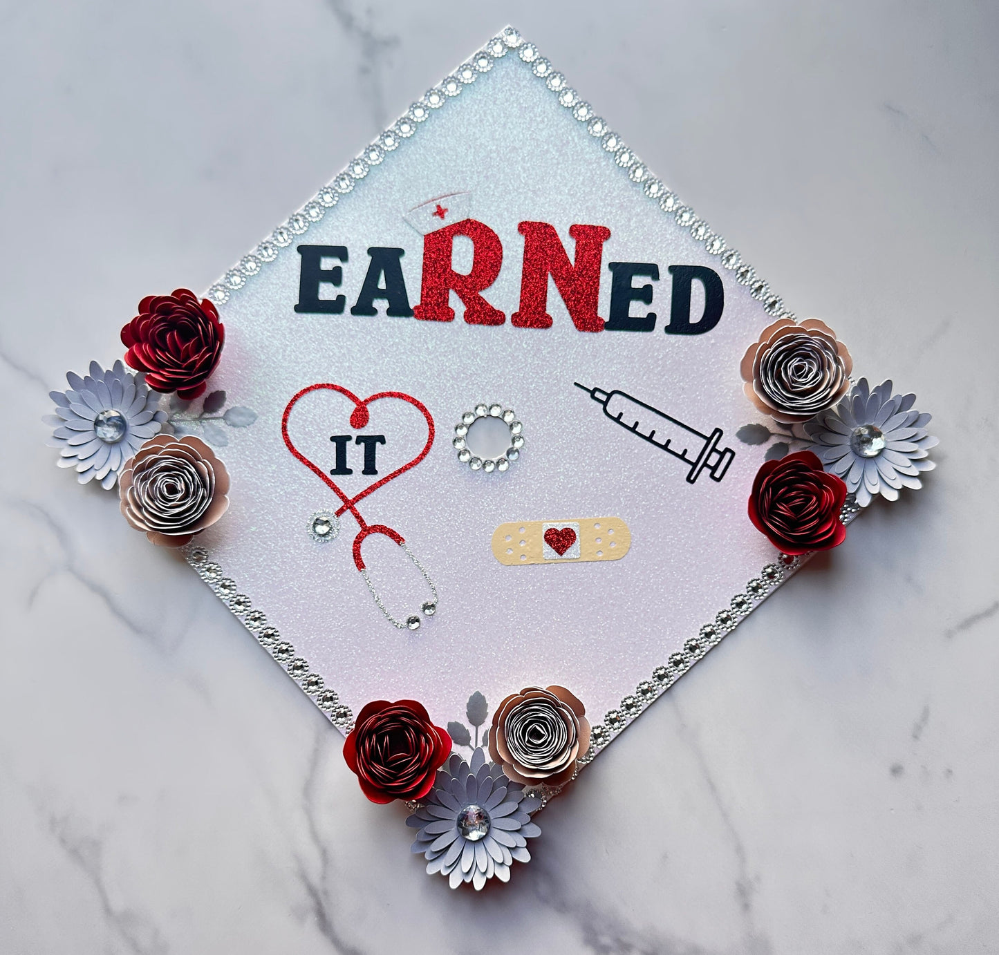 Custom RN Nurse Graduation Cap Topper, Grad Cap Custom, Custom Grad Cap, Nurse Cap Topper, BSN, RN Cap Custom Topper