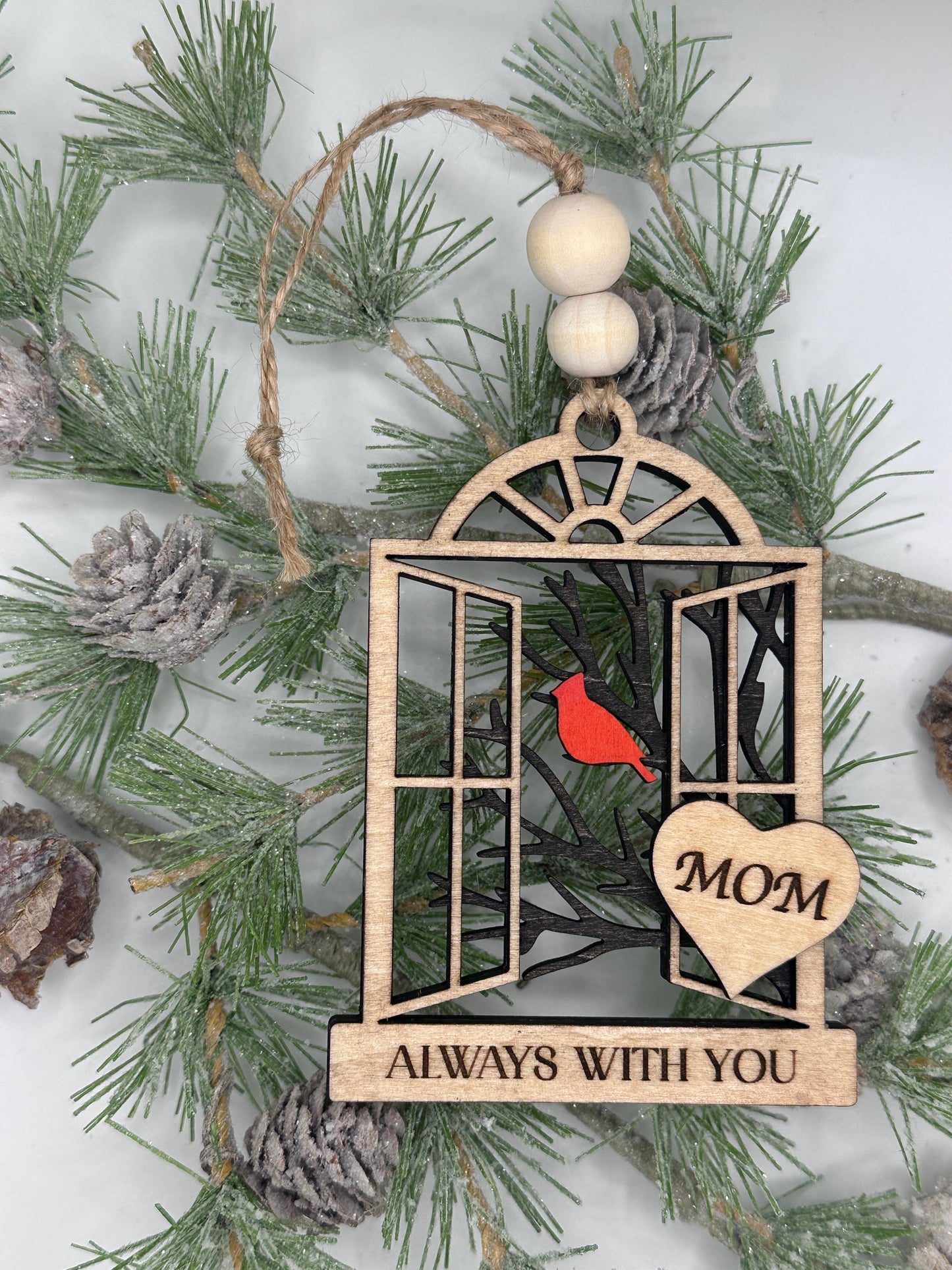 Personalized Cardinal Memorial Gift  - Custom Window Cardinal  Ornament - Memorial Ornament