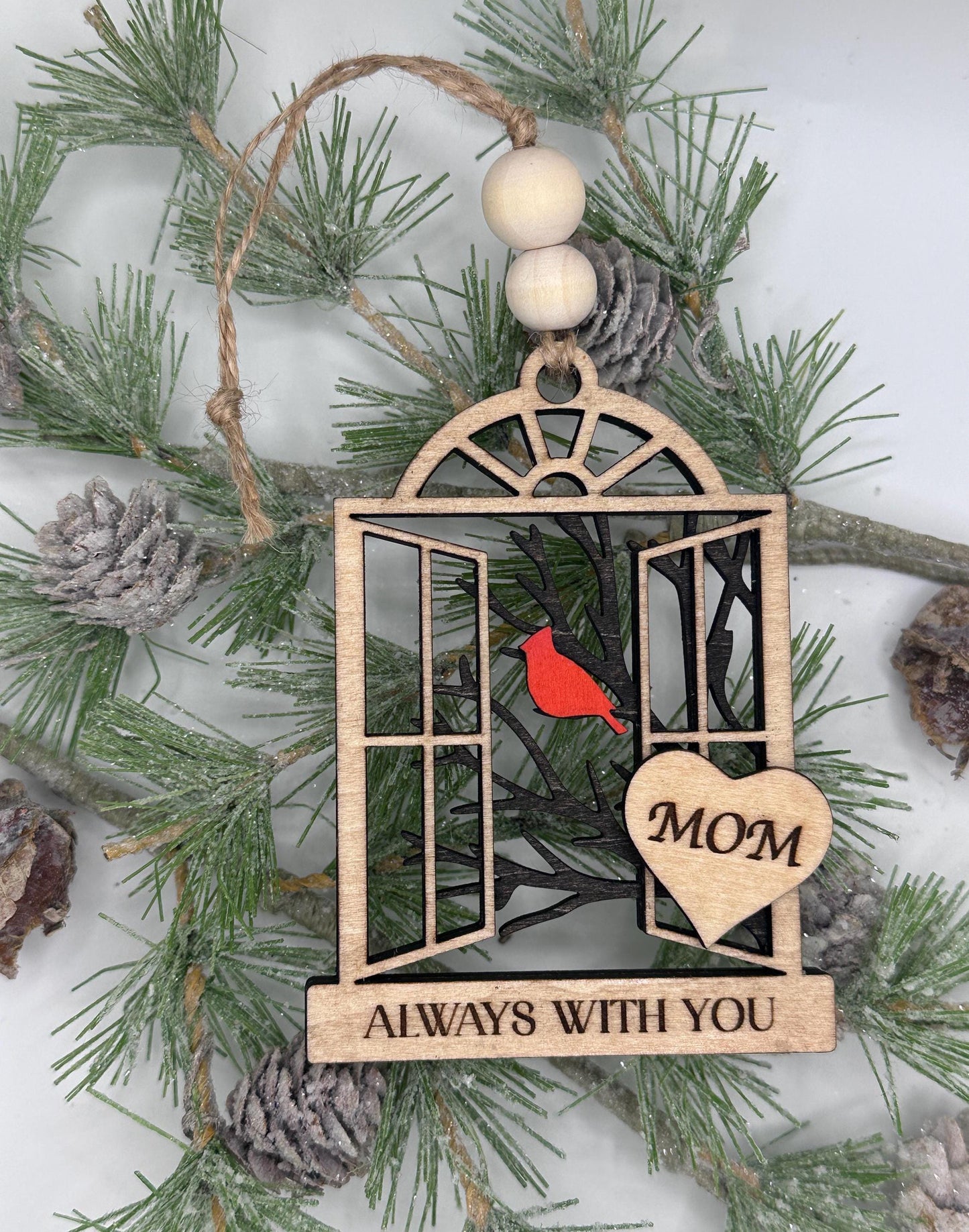 Personalized Cardinal Memorial Gift  - Custom Window Cardinal  Ornament - Memorial Ornament