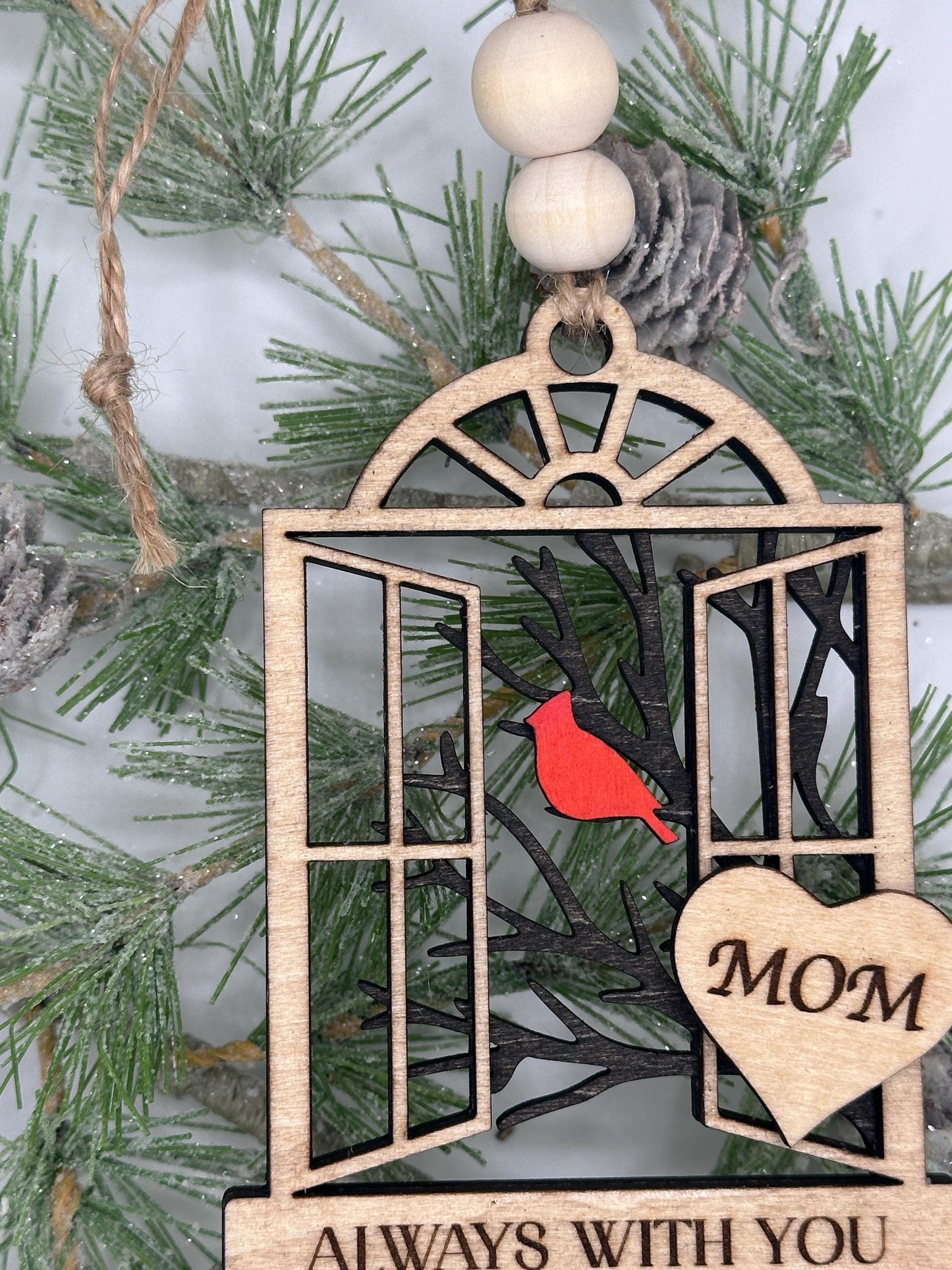 Personalized Cardinal Memorial Gift  - Custom Window Cardinal  Ornament - Memorial Ornament