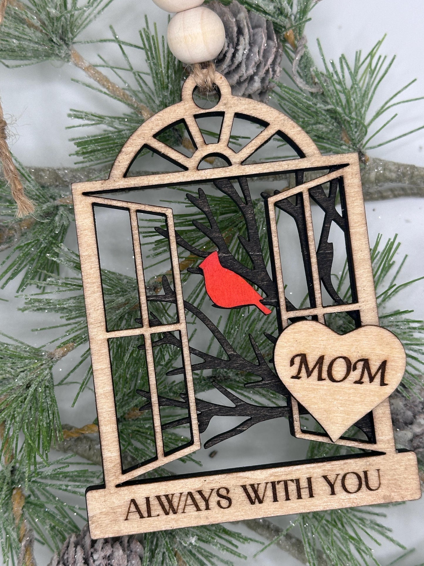 Personalized Cardinal Memorial Gift  - Custom Window Cardinal  Ornament - Memorial Ornament