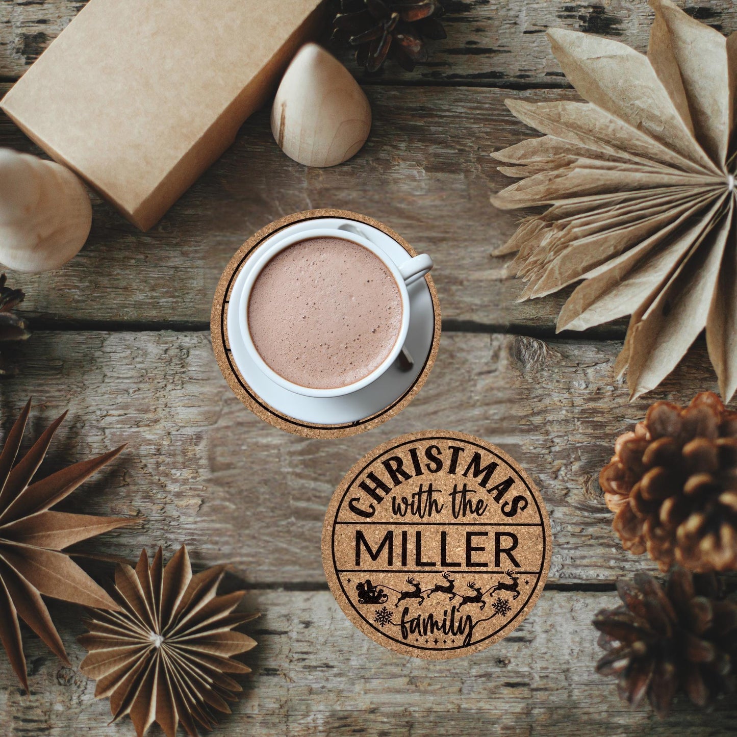 Personalize Cork Coasters, Custom Cork Coasters, Happy Holidays, Merry Christmas Coasters, Personalize Christmas
