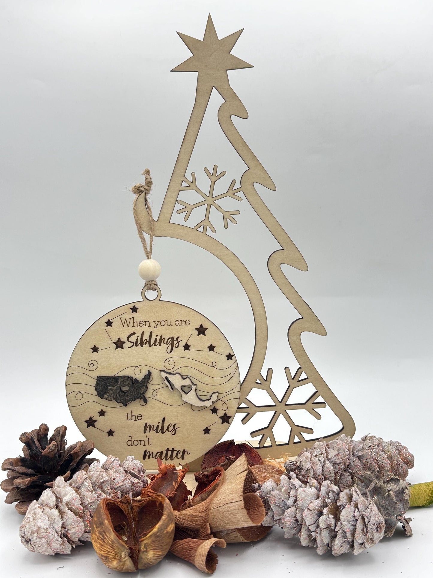 Personalized Long Distance Family Friends Ornament, Togetherness Christmas Ornament