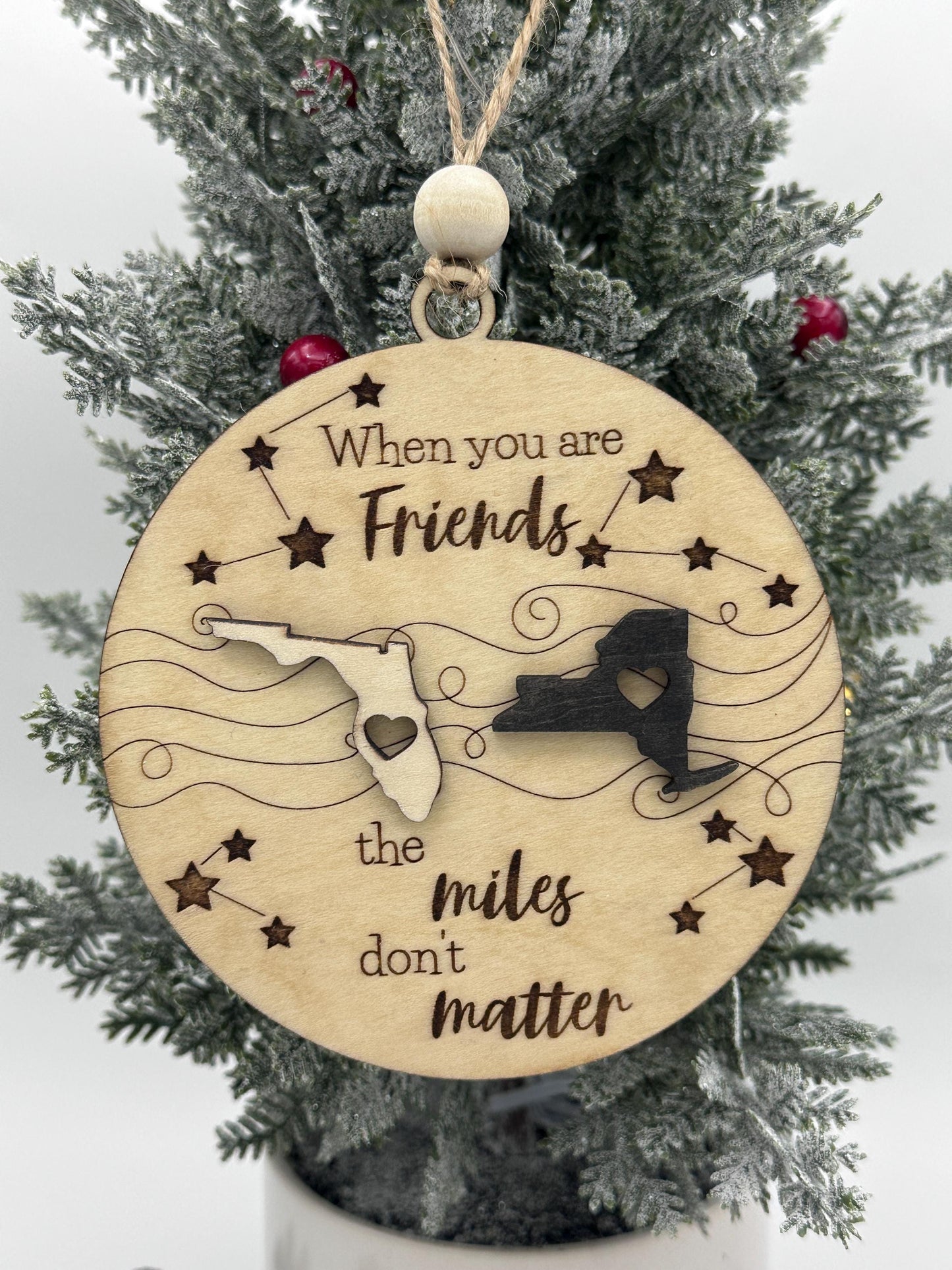 Personalized Long Distance Family Friends Ornament, Togetherness Christmas Ornament