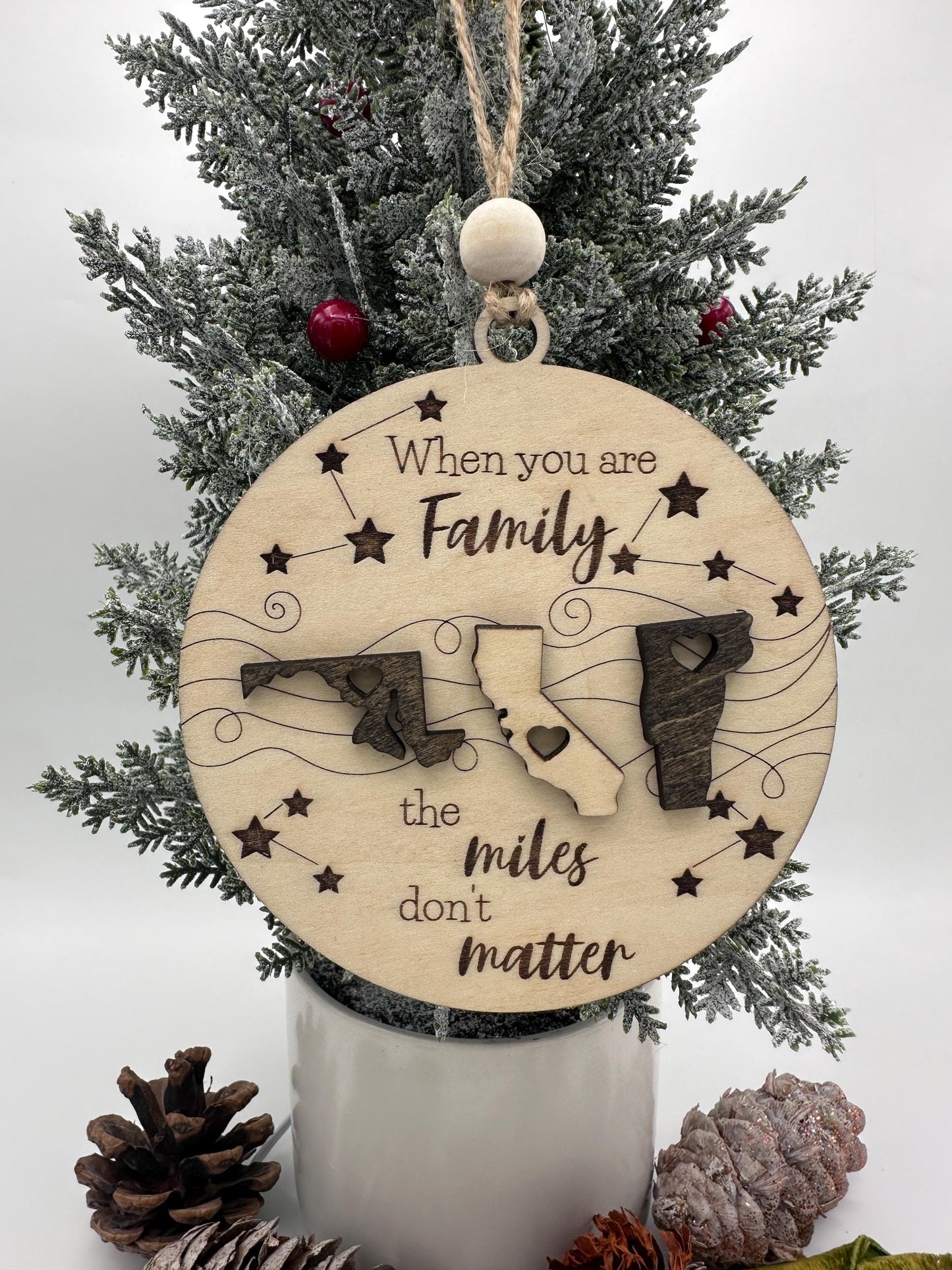 Personalized Long Distance Family Friends Ornament, Togetherness Christmas Ornament