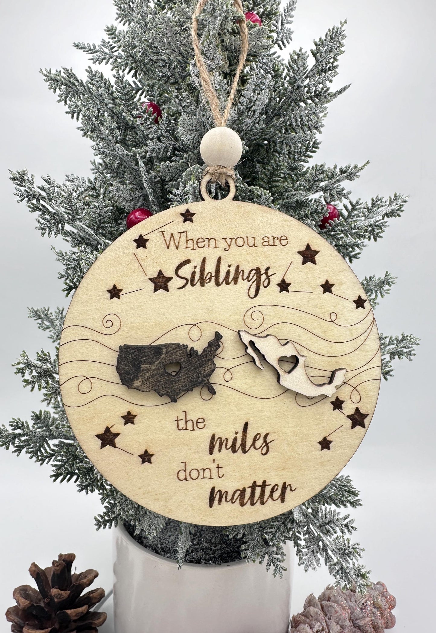 Personalized Long Distance Family Friends Ornament, Togetherness Christmas Ornament