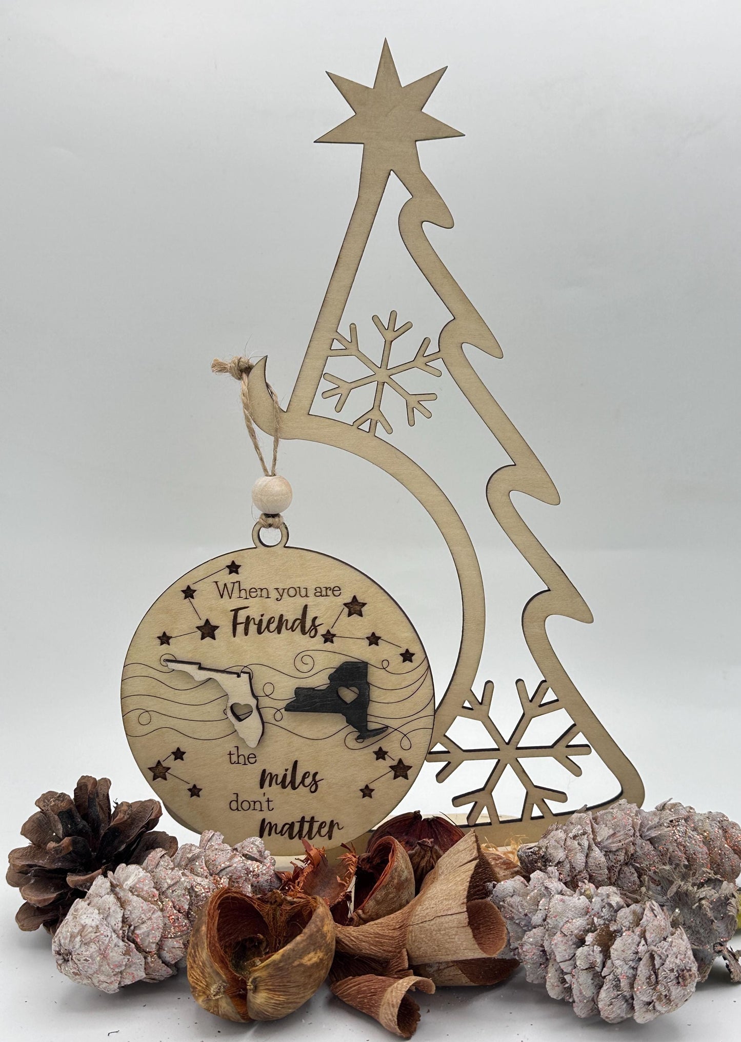Personalized Long Distance Family Friends Ornament, Togetherness Christmas Ornament