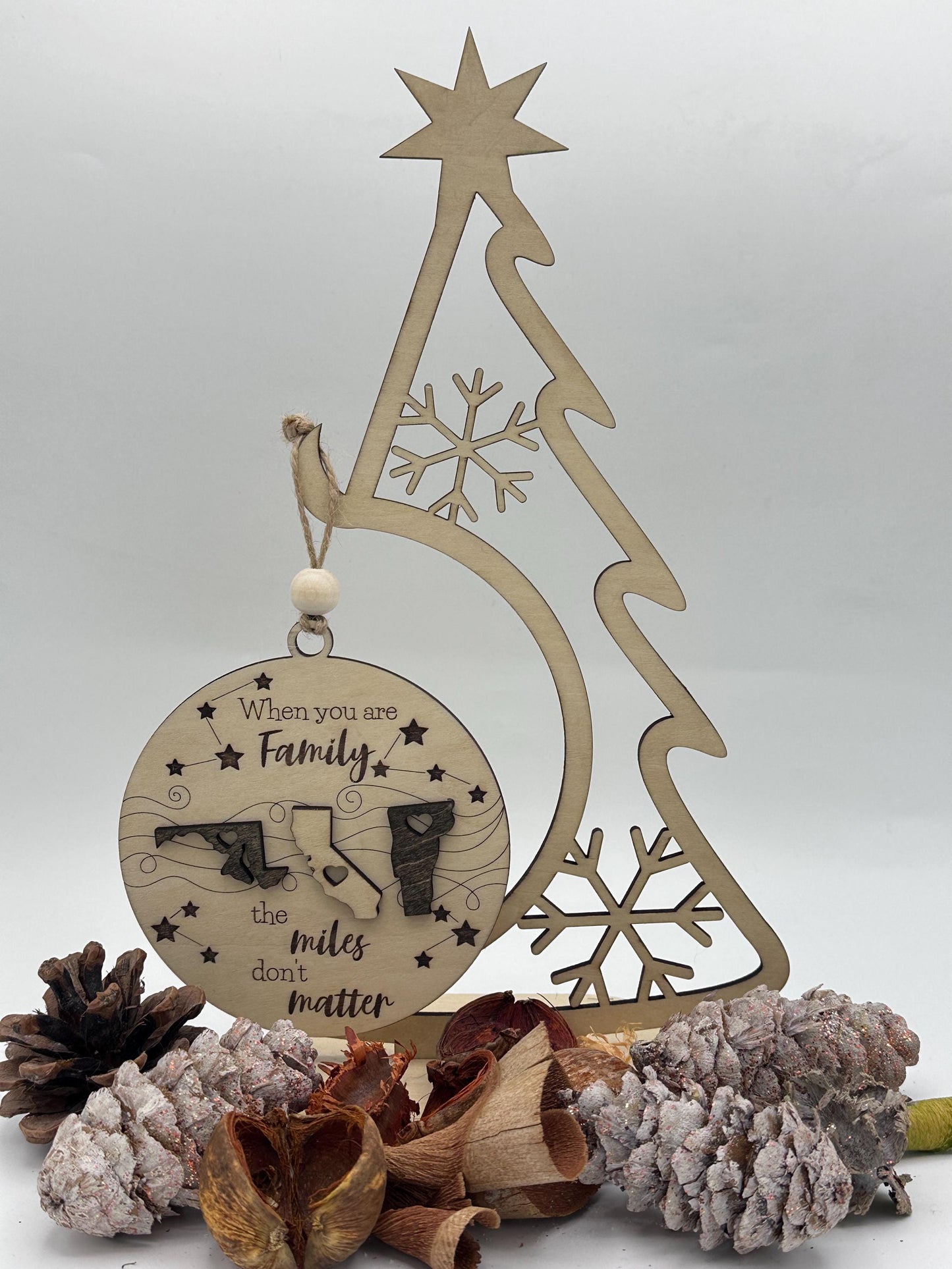 Personalized Long Distance Family Friends Ornament, Togetherness Christmas Ornament