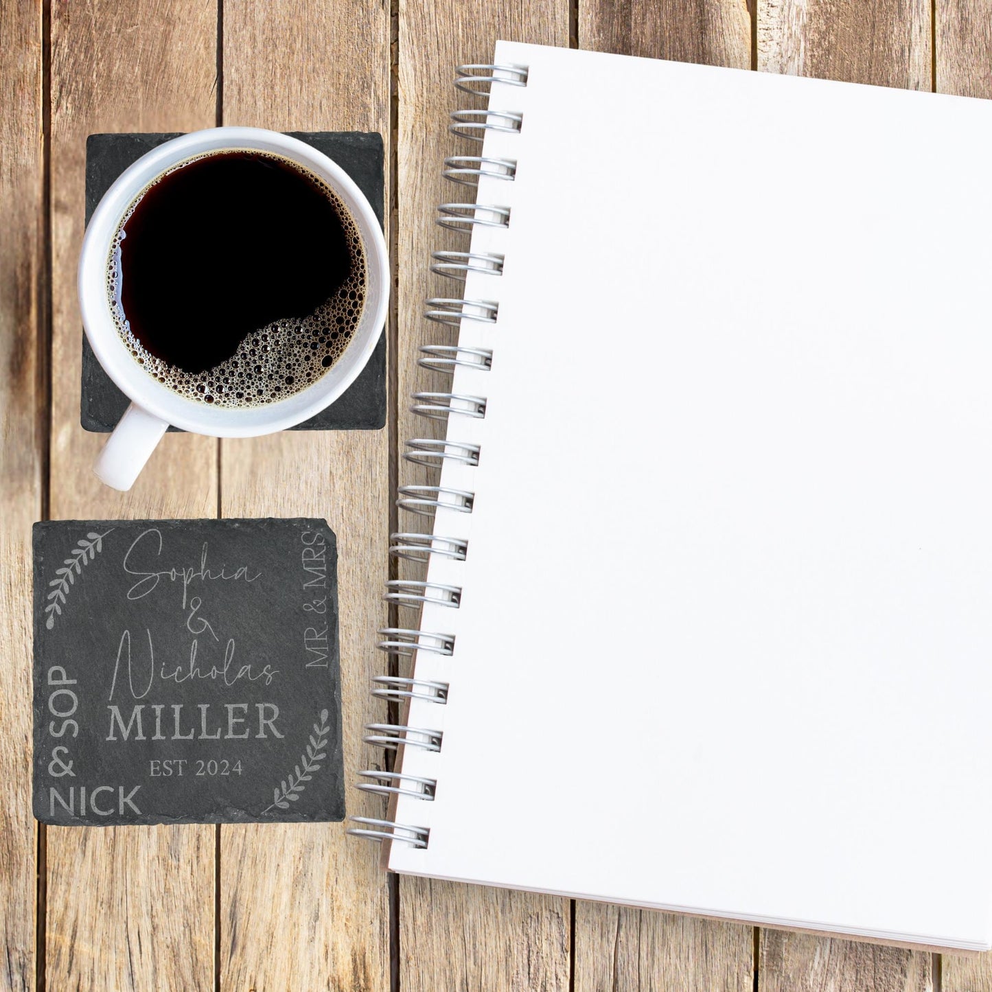 Personalize Slate Coasters Set of (4), Your own Text, Custom Slate Coasters