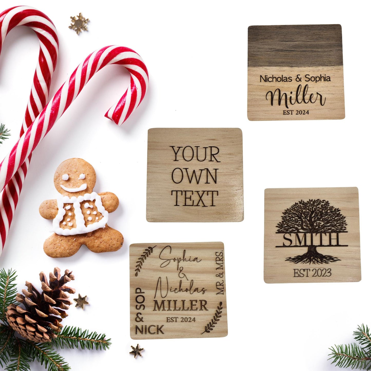 Personalize Wooden Coasters Set of 4