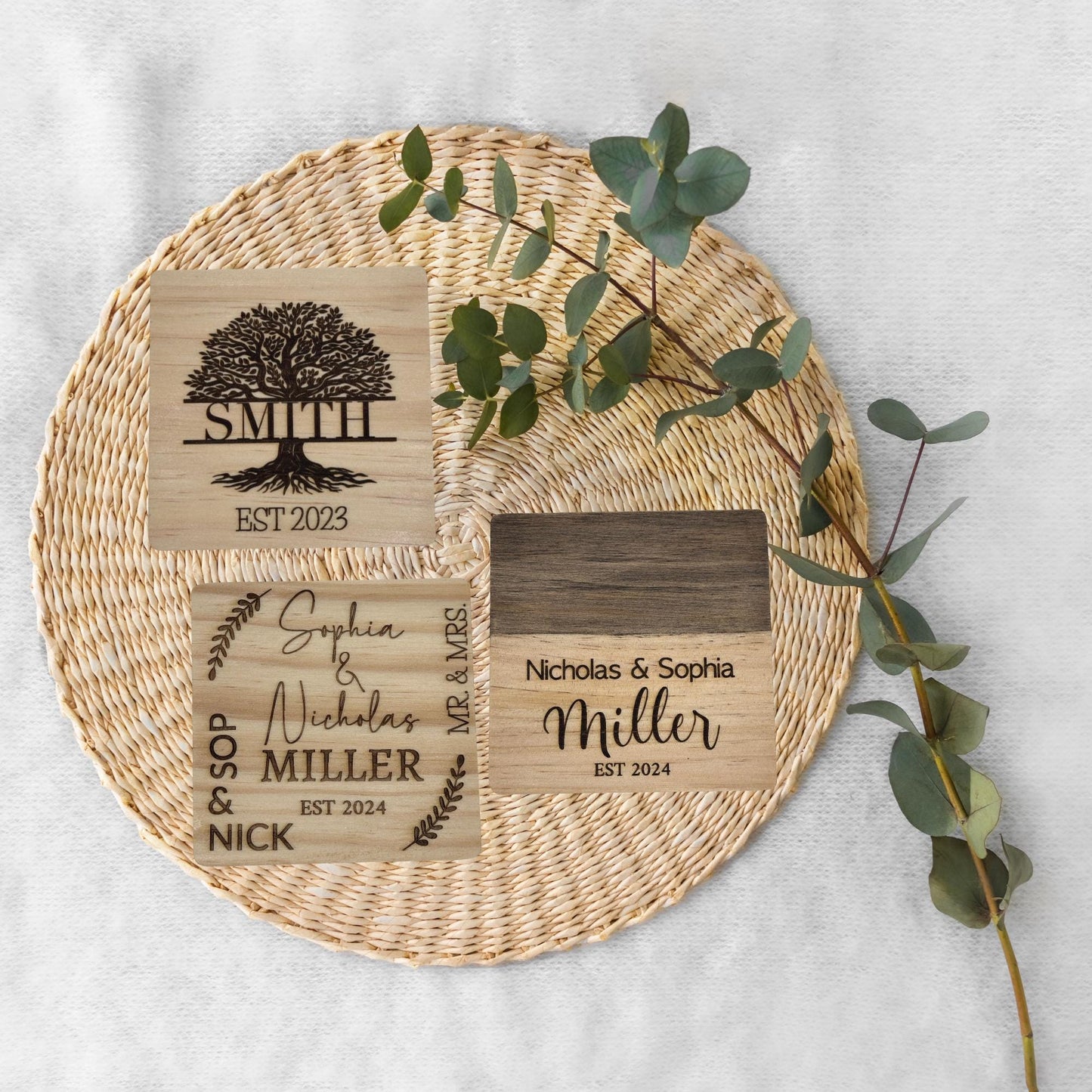 Personalize Wooden Coasters Set of 4