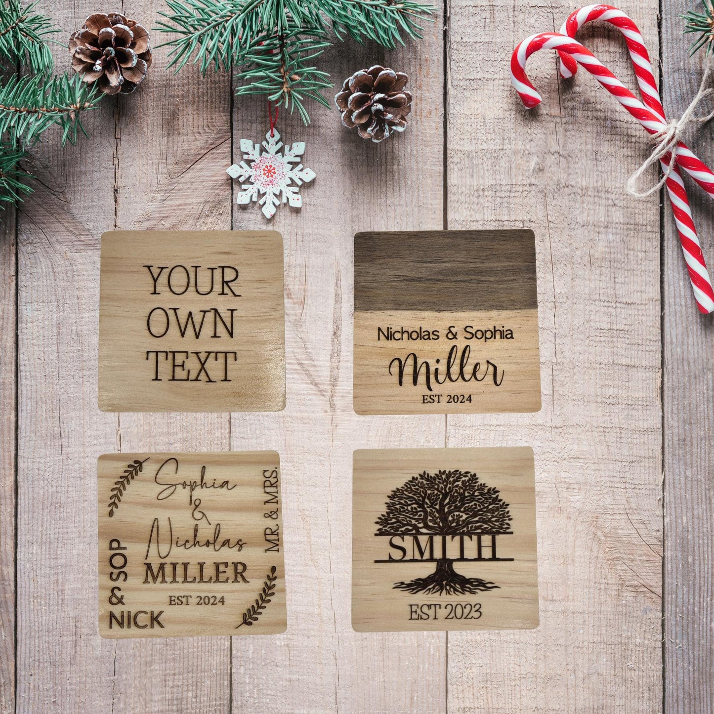 Personalize Wooden Coasters Set of 4