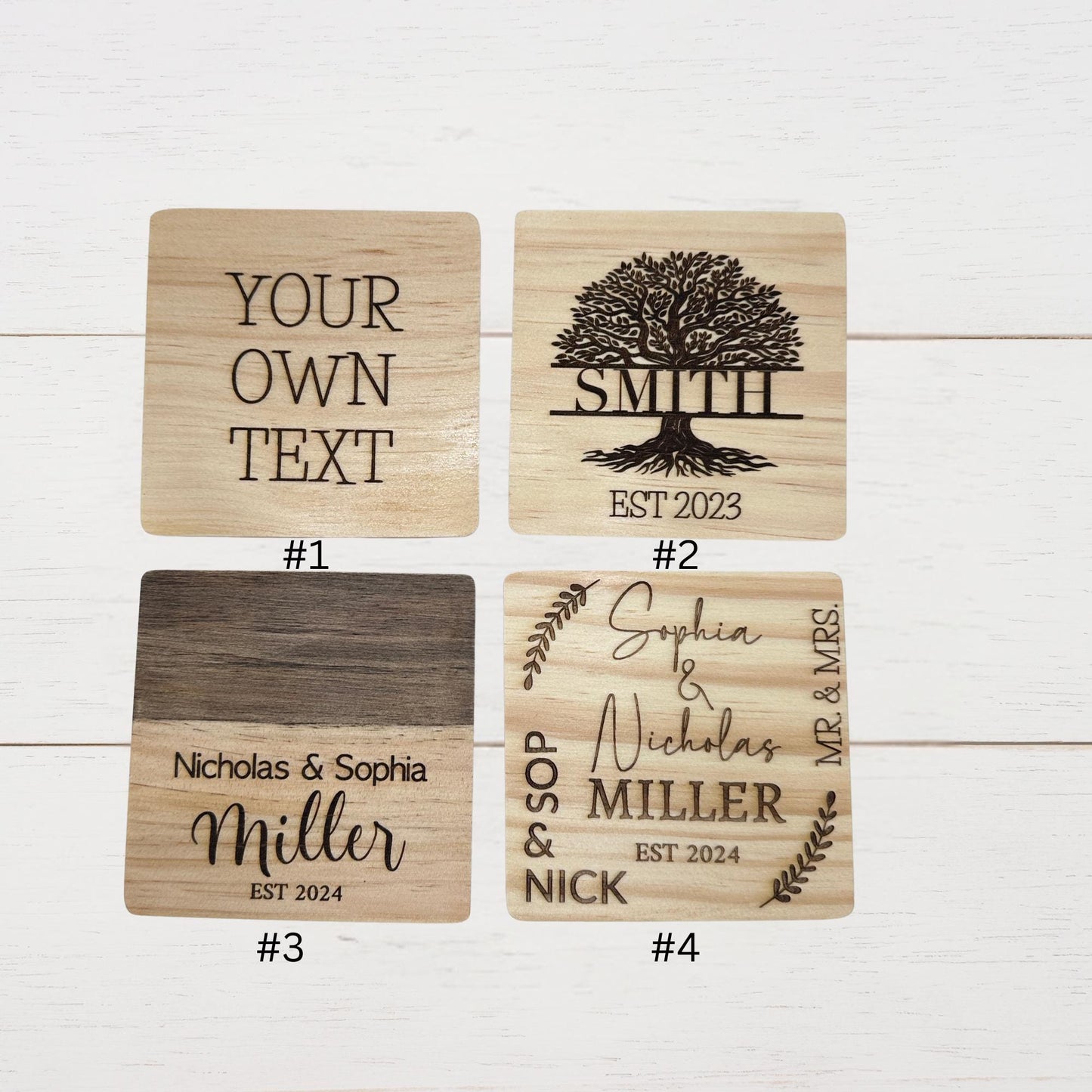 Personalize Wooden Coasters Set of 4