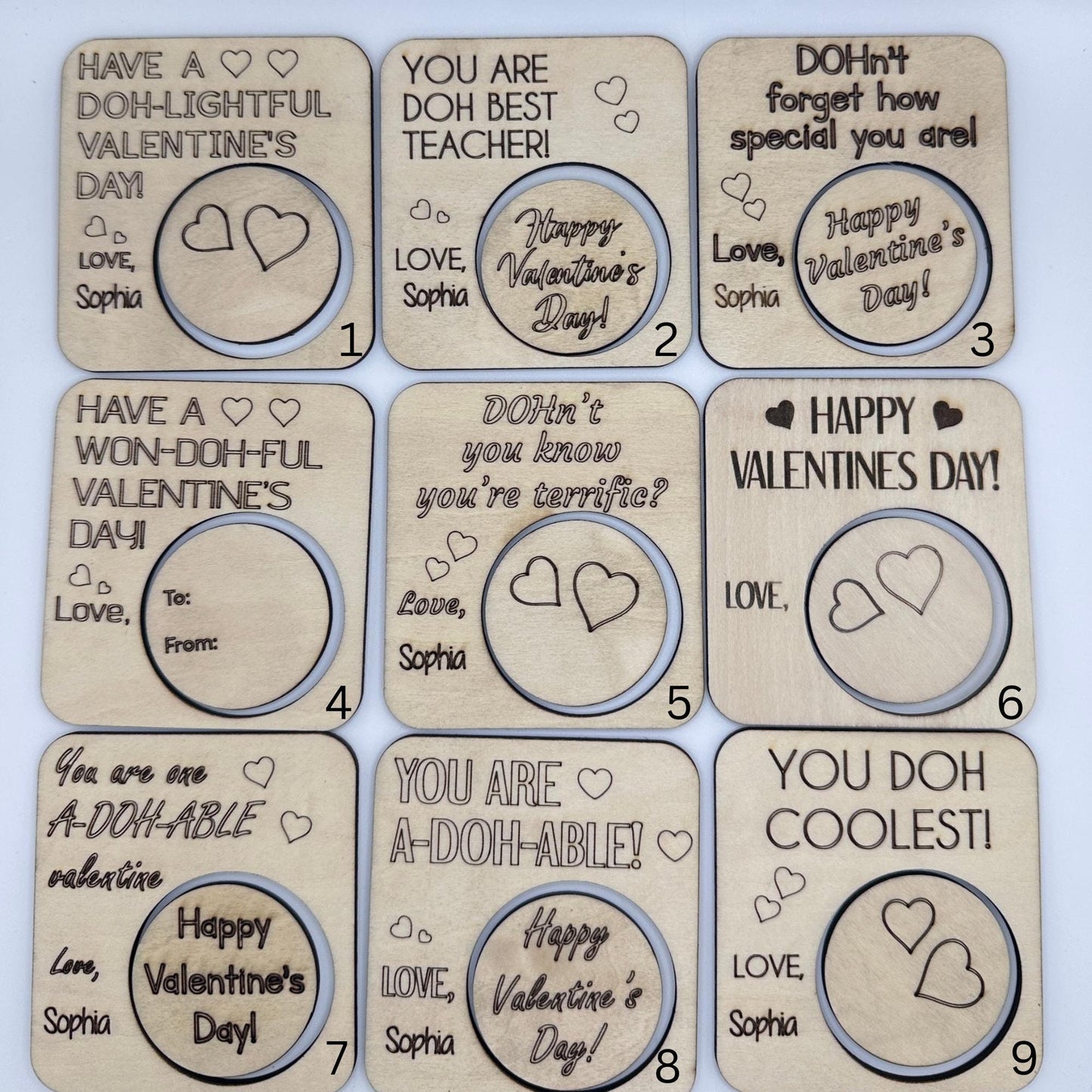 Play-Doh Valentines Cards, Wooden Valentines, Personalized Valentines Cards, Kids Valentines Card (Set of 6)