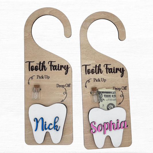 Personalized Tooth Fairy Pickup Dropoff Door Hanger, Gift for Kid