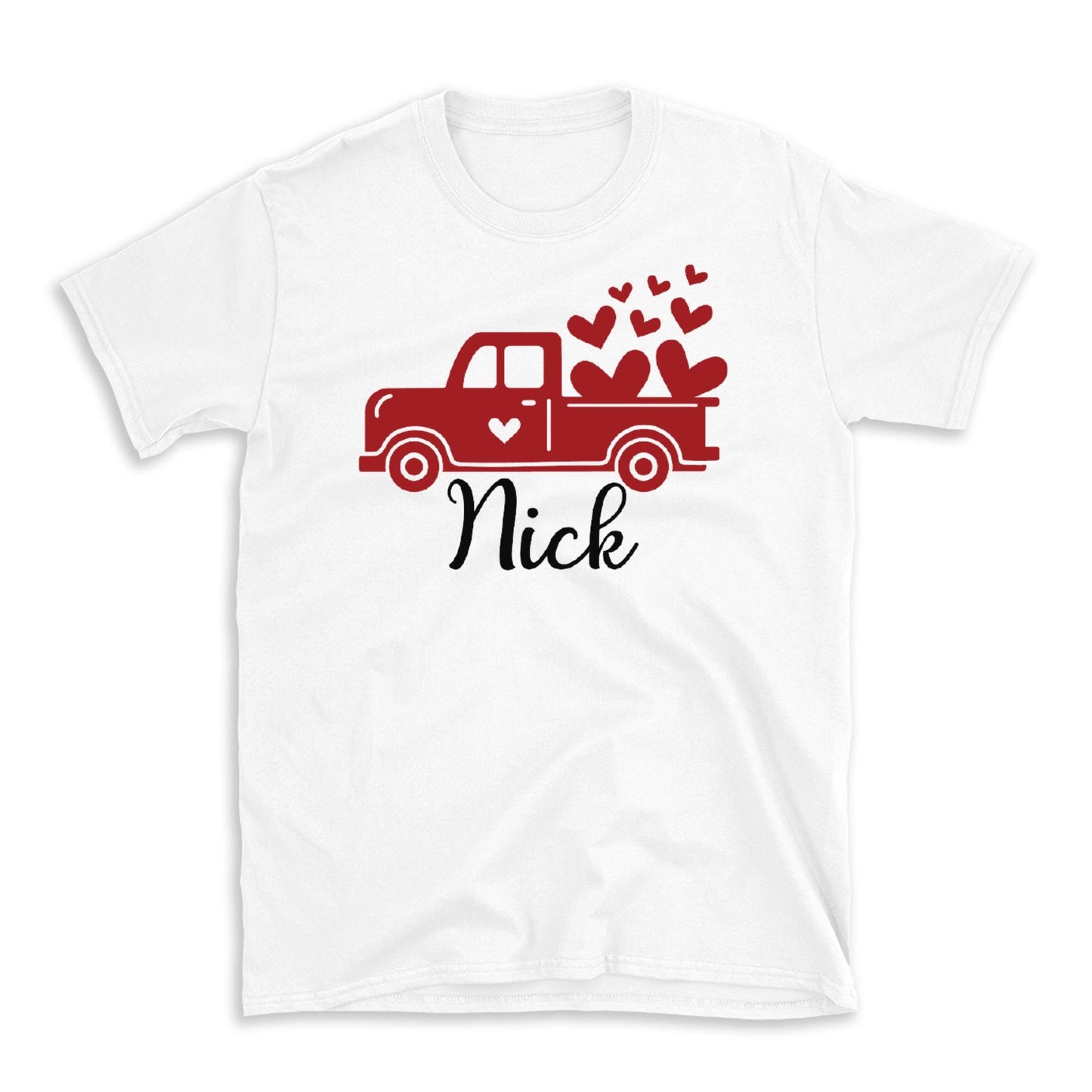 Personalized Valentine's Day Hearts Truck T-shirt Outfit  Toddler, Youth