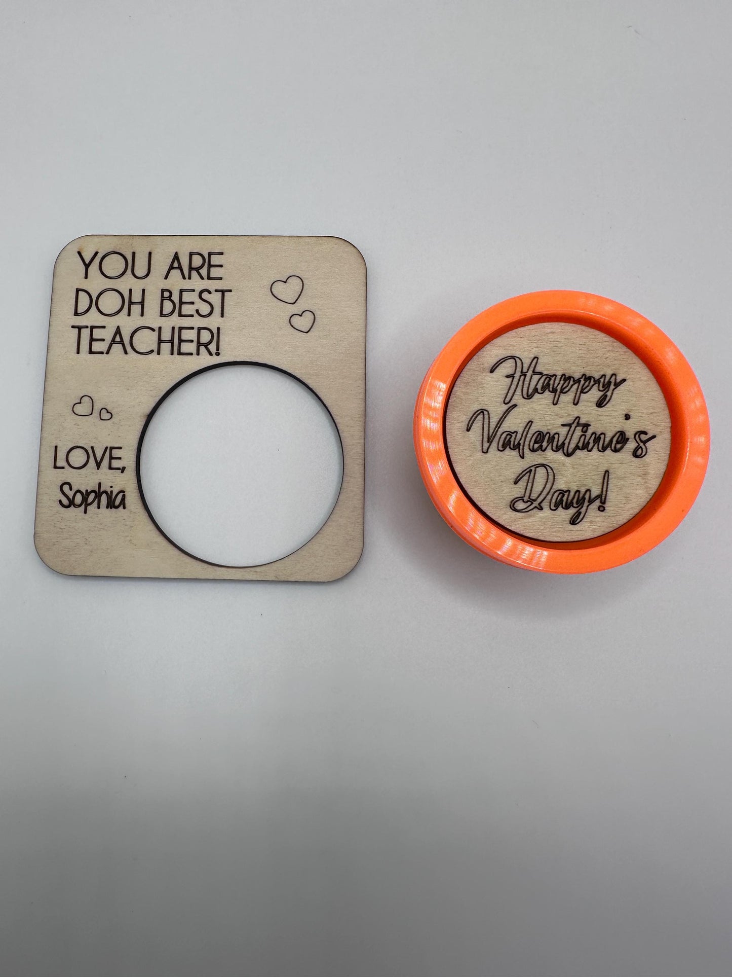 Play-Doh Valentines Cards, Wooden Valentines, Personalized Valentines Cards, Kids Valentines Card (Set of 6)