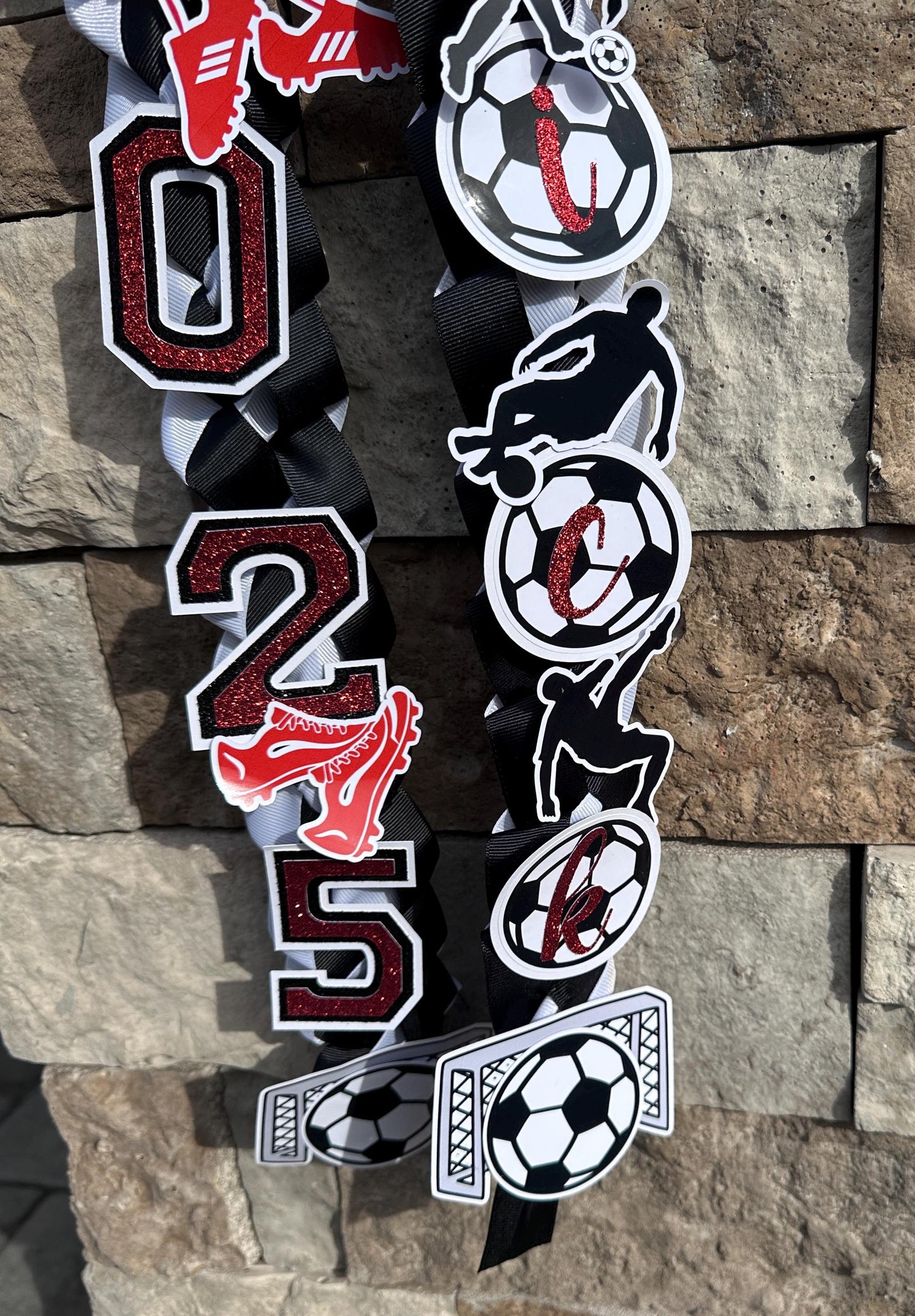 Graduation Lei Soccer, Lei Sports Promotion Graduation Ribbon, Lei 2025 Senior graduation, Gift Lei Senior Night, Gift Lei Braided Ribbon