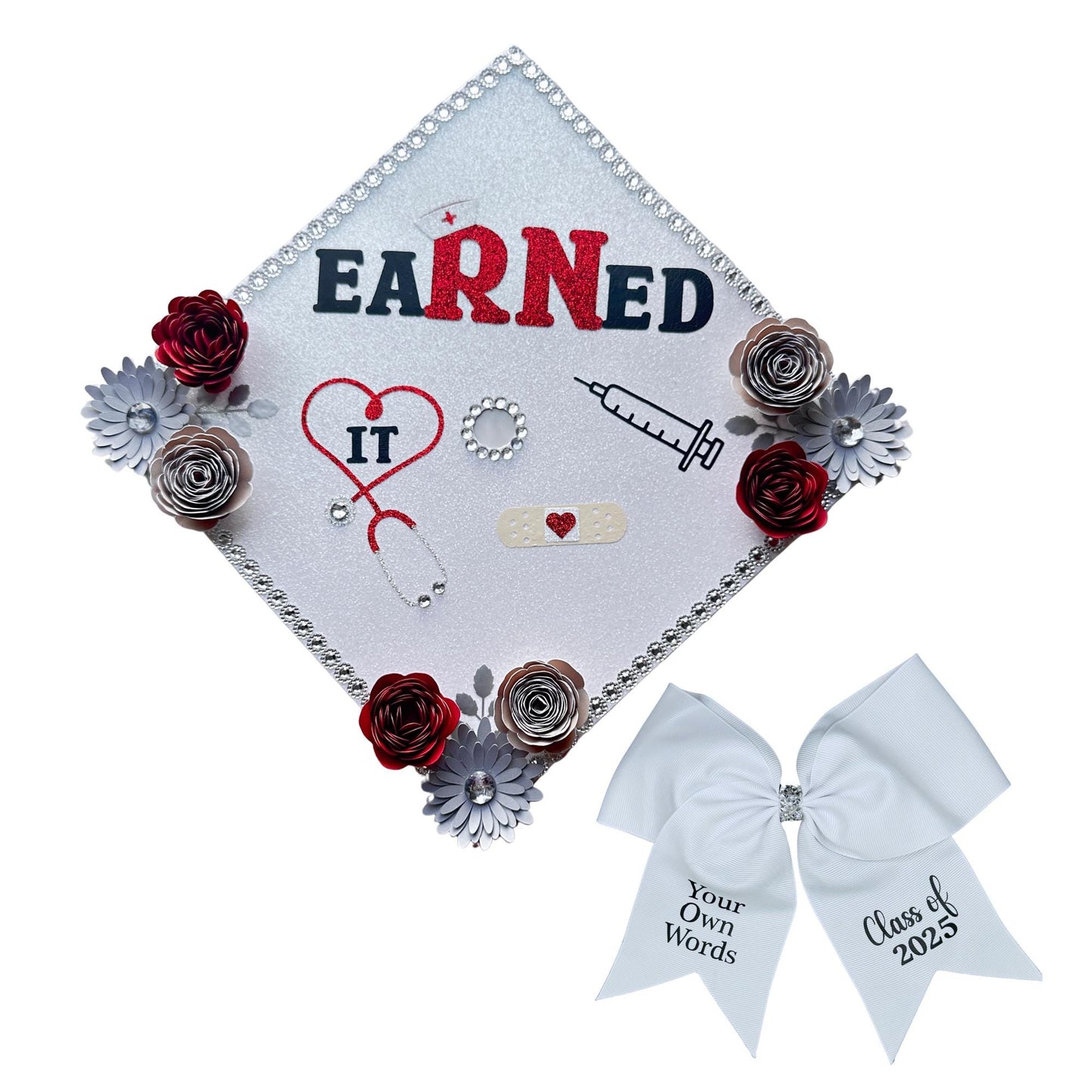 Custom RN Nurse Graduation Cap Topper, Grad Cap Custom, Custom Grad Cap, Nurse Cap Topper, BSN, RN Cap Custom Topper
