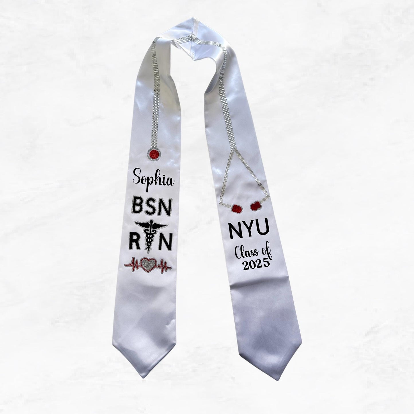 Custom Graduation Stoles for Nursing, RN, Vet, Doctor, Nurse, Stethoscope